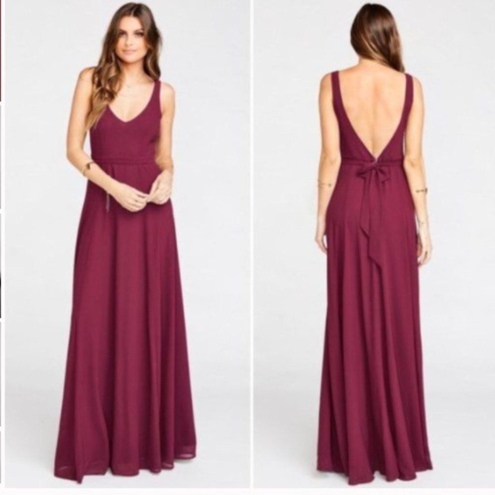 Show Me Your Mumu Jenn Maxi Chiffon Dress Merlot S